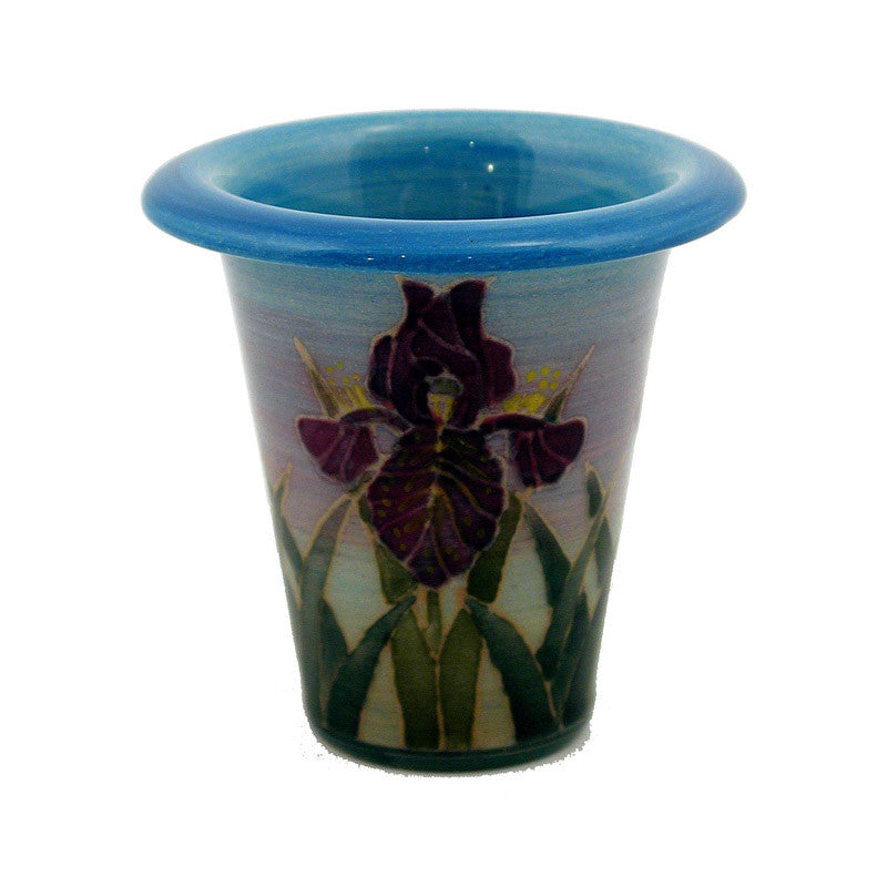 Dennis Chinaworks Iris on Blue Flute 2.5" - uk-art-pottery-test-site