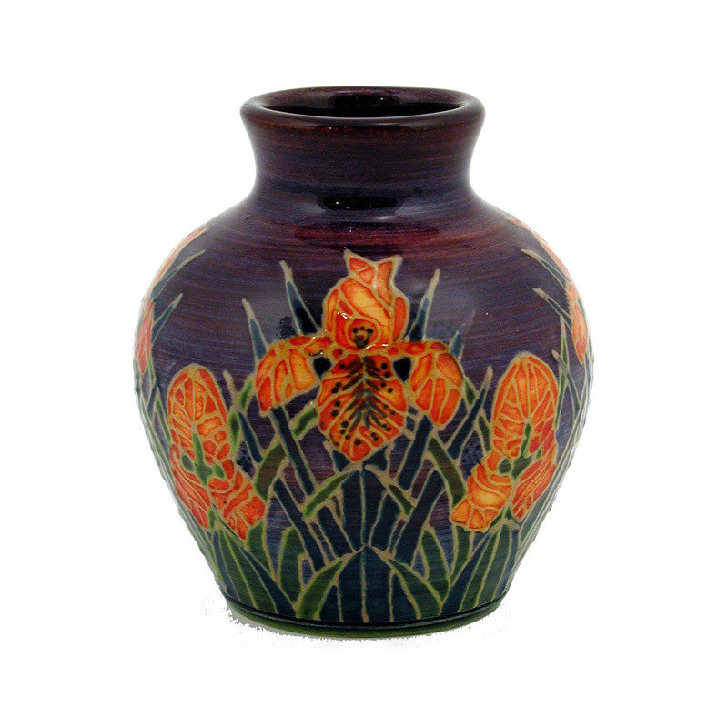 Dennis Chinaworks Iris on Orange Mr T 3.25" - uk-art-pottery-test-site