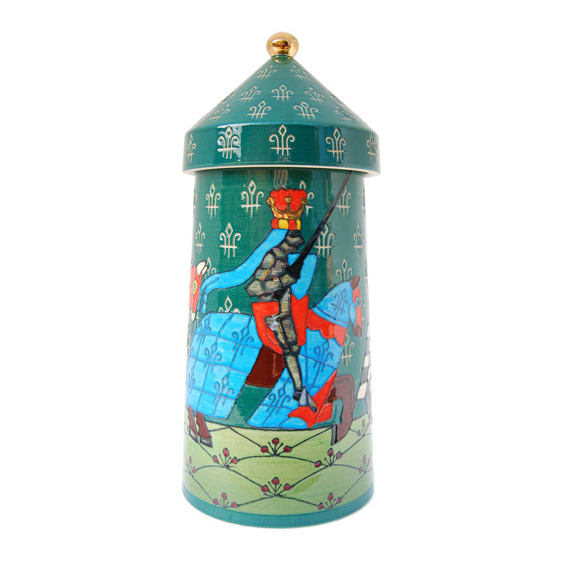 Dennis Chinaworks Jousting Green Tower 10" - uk-art-pottery-test-site