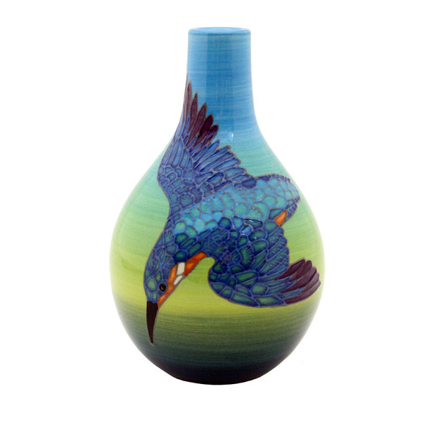 Dennis Chinaworks Kingfisher Modelled Bottle 8" - uk-art-pottery-test-site
