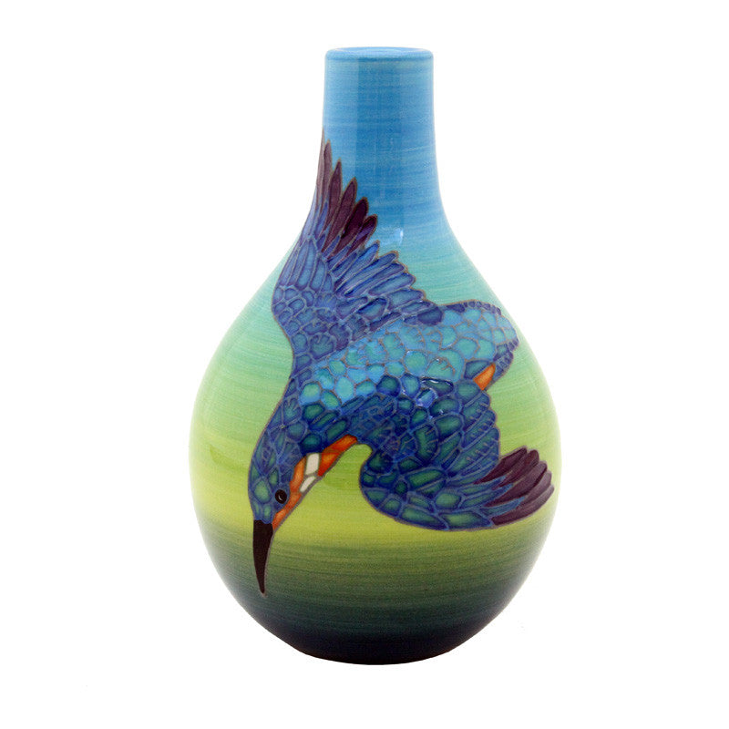 Dennis Chinaworks Kingfisher Modelled Bottle 8" - uk-art-pottery-test-site