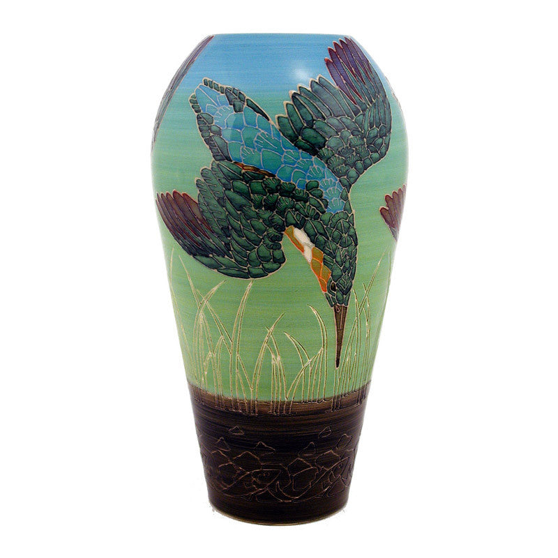 Dennis Chinaworks Kingfisher Painted Ovoid 12.5" - uk-art-pottery-test-site