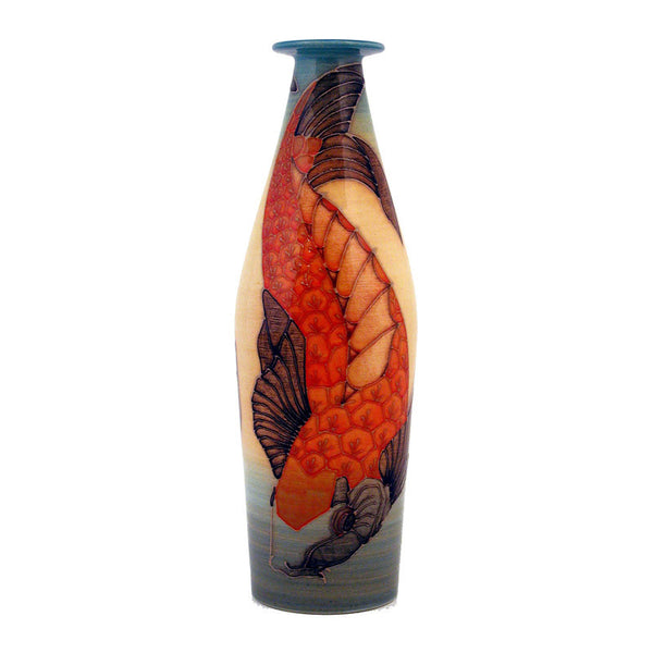 Dennis Chinaworks Koi Carp Standard Bottle 10" - uk-art-pottery-test-site
