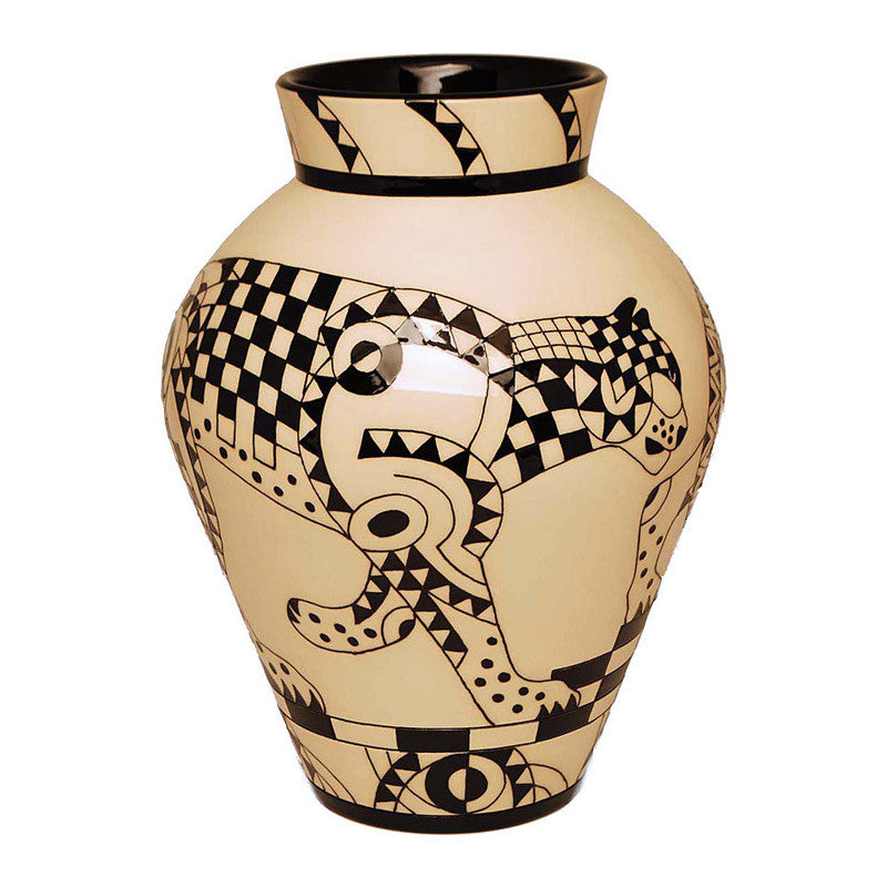 Dennis Chinaworks Leopard Geometric Baluster 13" - uk-art-pottery-test-site