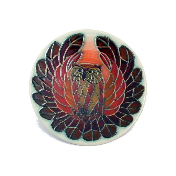 Dennis Chinaworks Owl Later Roundel 6" - uk-art-pottery-test-site