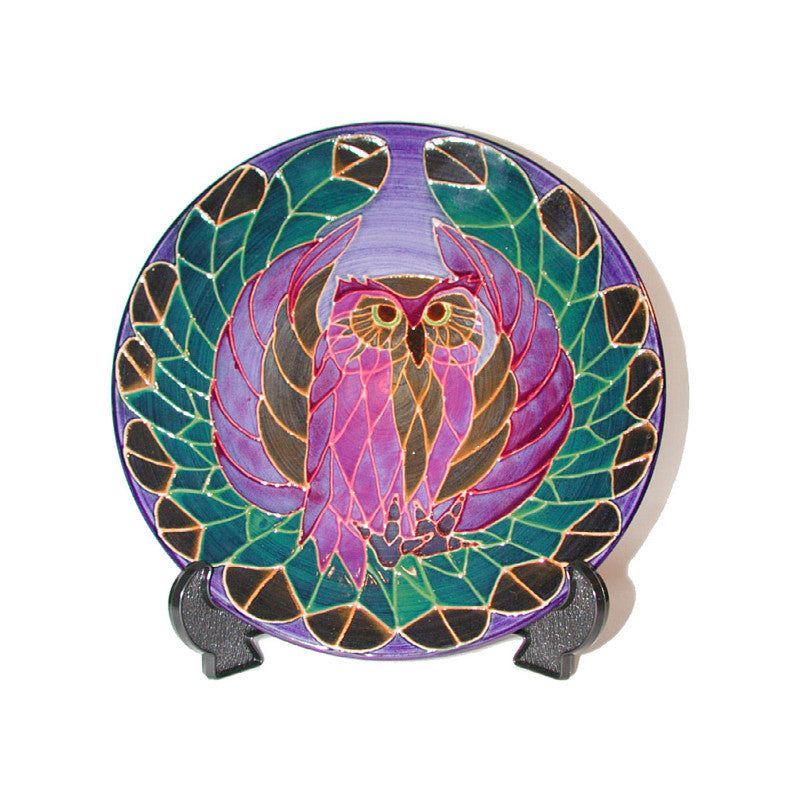 Dennis Chinaworks Owl on Navy Plate 10" - uk-art-pottery-test-site
