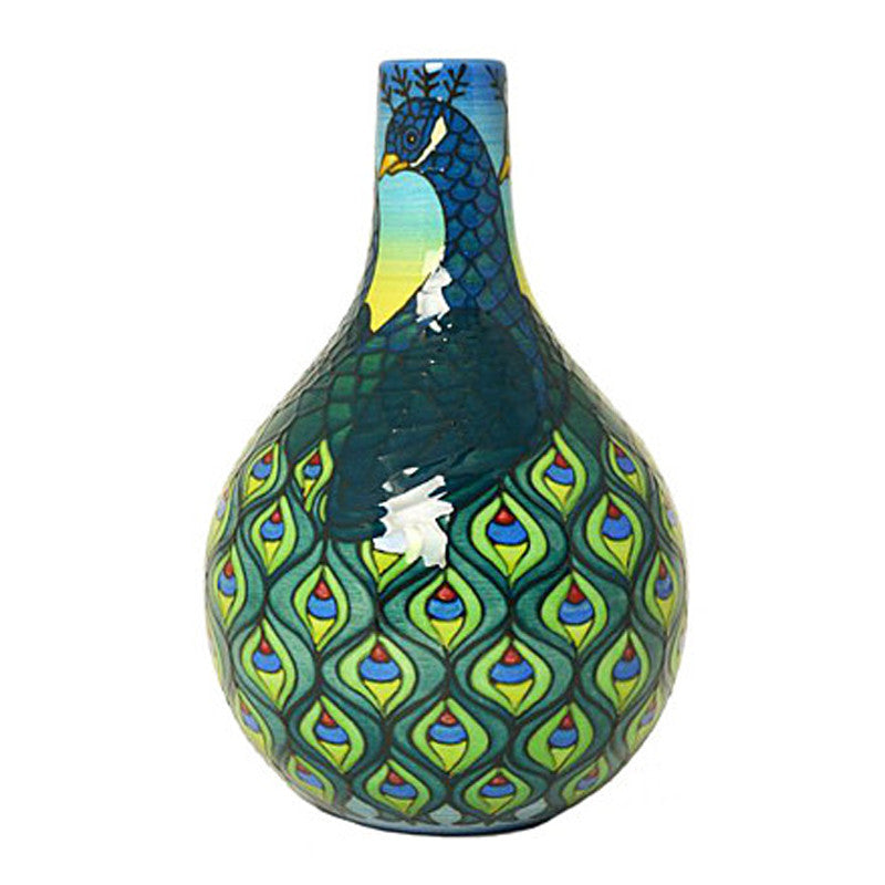 Dennis Chinaworks Peacock Natural Bottle 8" - uk-art-pottery-test-site