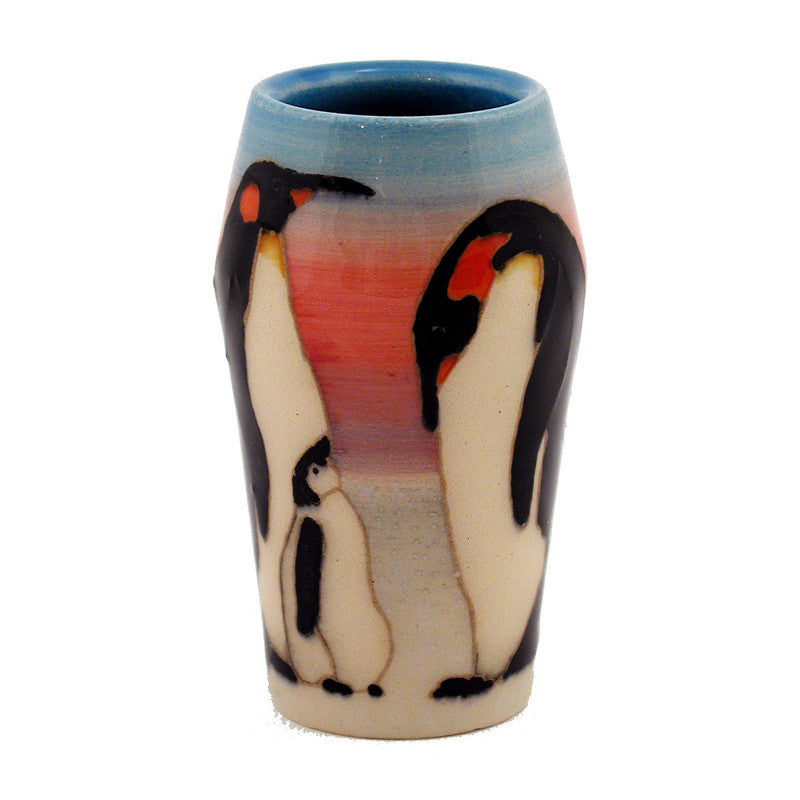 Dennis Chinaworks Penguin On light blue Barrel 3" - uk-art-pottery-test-site