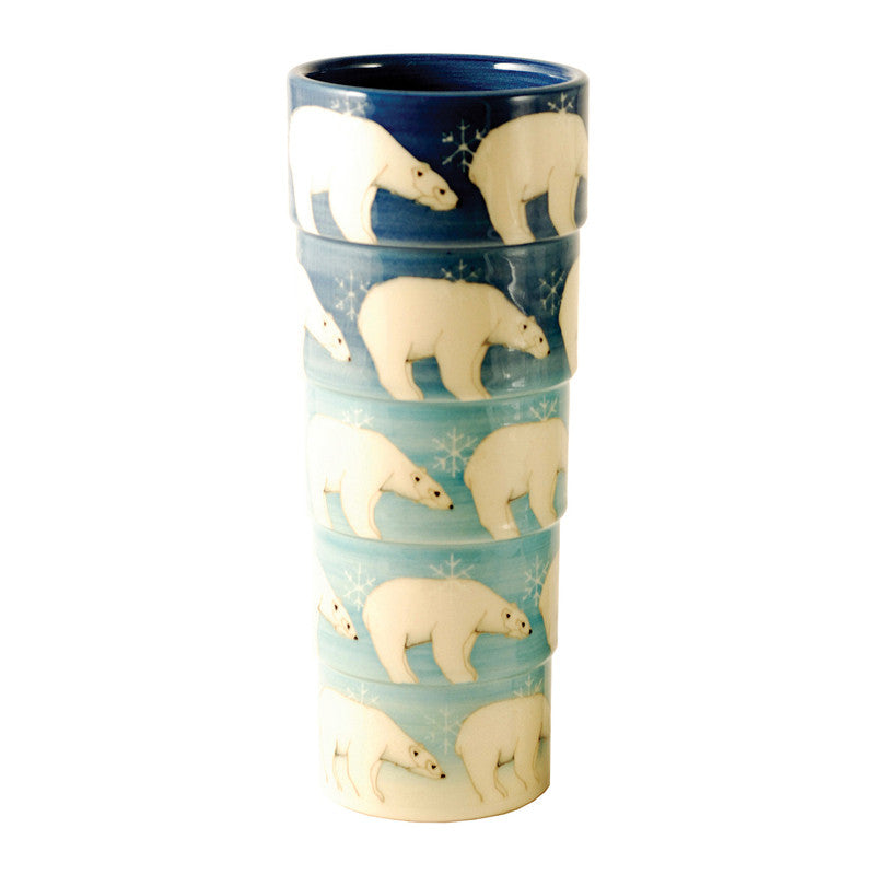 Dennis Chinaworks Polar Bear on Blue Sidestep 12" - uk-art-pottery-test-site