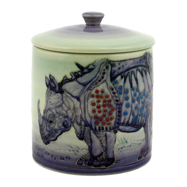 Dennis Chinaworks Rhino After Durer Lidded Box 6" - uk-art-pottery-test-site