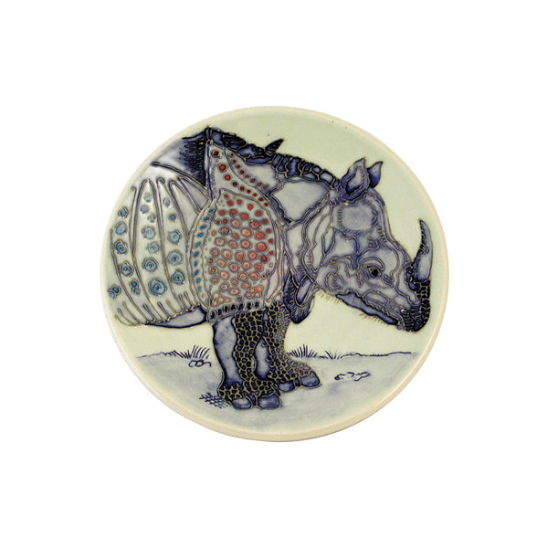 Dennis Chinaworks Rhino After Durer Roundel 6" - uk-art-pottery-test-site