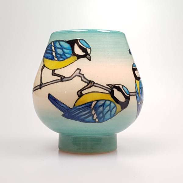 Dennis Chinaworks Sally Tuffin designed  Blue Tit Vase - uk-art-pottery-test-site