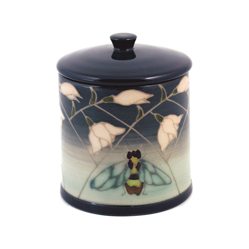 Dennis Chinaworks Snowdrop and Bee Green 1st version Lidded Box 3.75" - uk-art-pottery-test-site