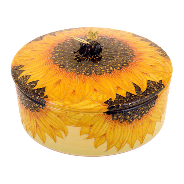 Dennis Chinaworks Sunflower With Bee Lidded box 6.5" - uk-art-pottery-test-site