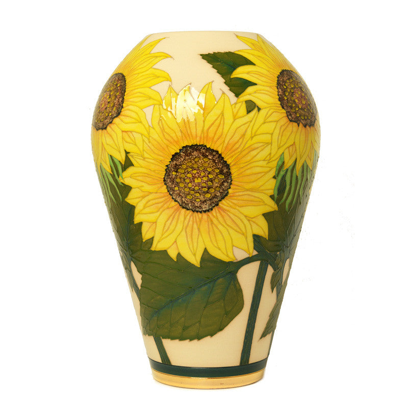 Dennis Chinaworks Sunflower Yellow on White Ovoid 14" - uk-art-pottery-test-site