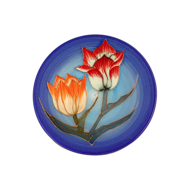 Dennis Chinaworks Tulip on Blue Roundel 6" - uk-art-pottery-test-site