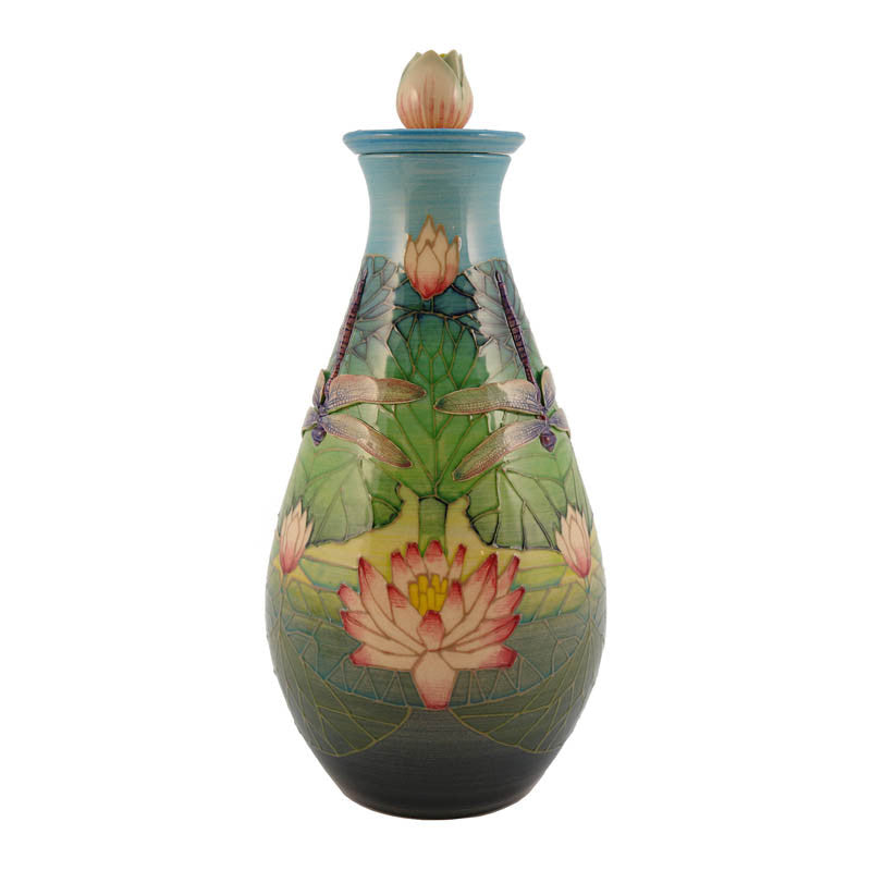 Dennis Chinaworks Waterlily and Dragonfly Flask 9.5" - uk-art-pottery-test-site