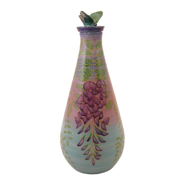 Dennis Chinaworks Wisteria on Turquoise Flask 8.5" - uk-art-pottery-test-site
