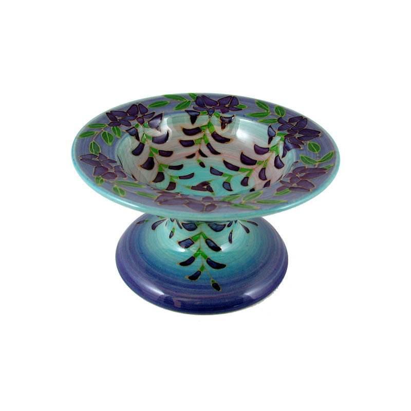 Dennis Chinaworks Wisteria on Turquoise Tazza 8" - uk-art-pottery-test-site