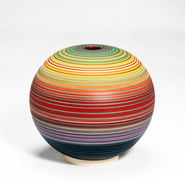 Red Stripe matt Glaze small sphere 7 inches