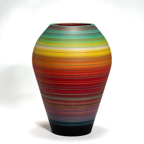 Red Stripe matt Glaze Large Ovoid Vase 19"